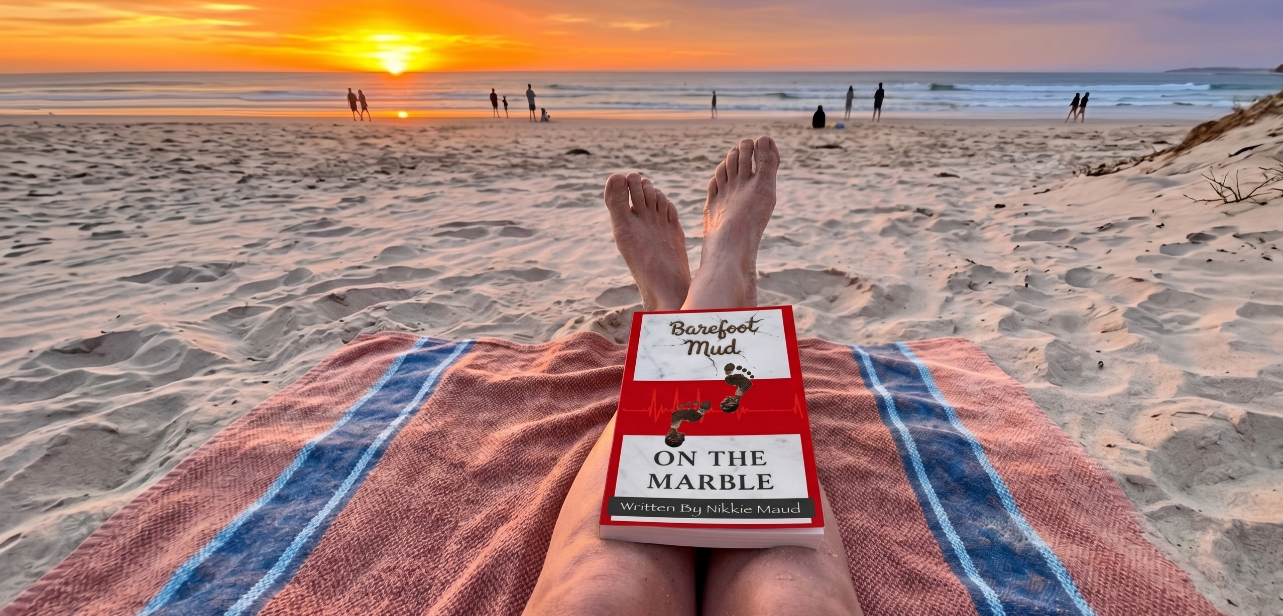 Barefoot book at the beach